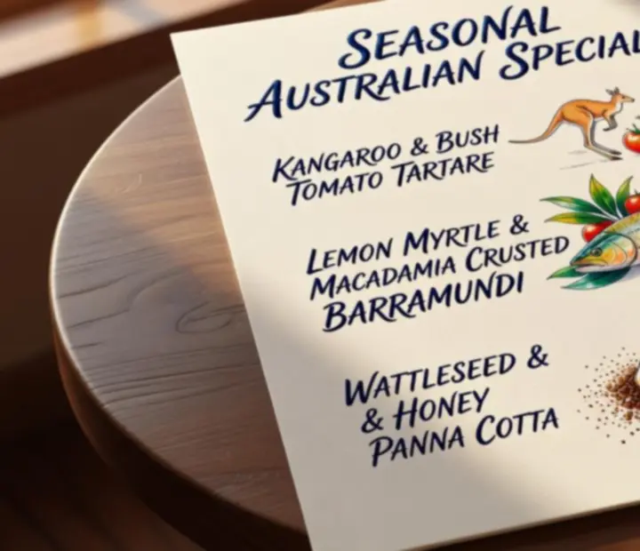 Sunlit bistro table at The Lucky Ladle with seasonal dishes and menus